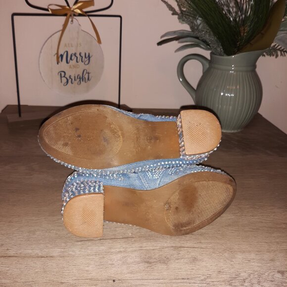 Girls Rhinestone Bling Denim Booties - Size: 11 - Picture 5 of 12